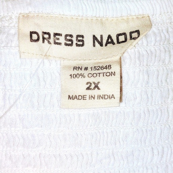 NEW 100% Cotton Maxi Beach Dress 2X - White Eyelet Tiered‎ Boho Peasant - Picture 7 of 8